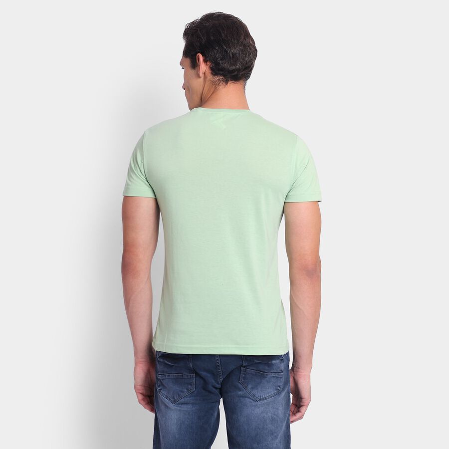 Men's Round Neck Half Sleeves T-Shirt, Light Green, large image number null