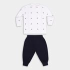 Infants' Navy Cotton Round Neck Solid Baba Suit, Navy Blue, small image number null