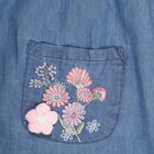 Girls' Light Denim Blue Embroidered A-Line Frock, मध्यम नीला, small image number null