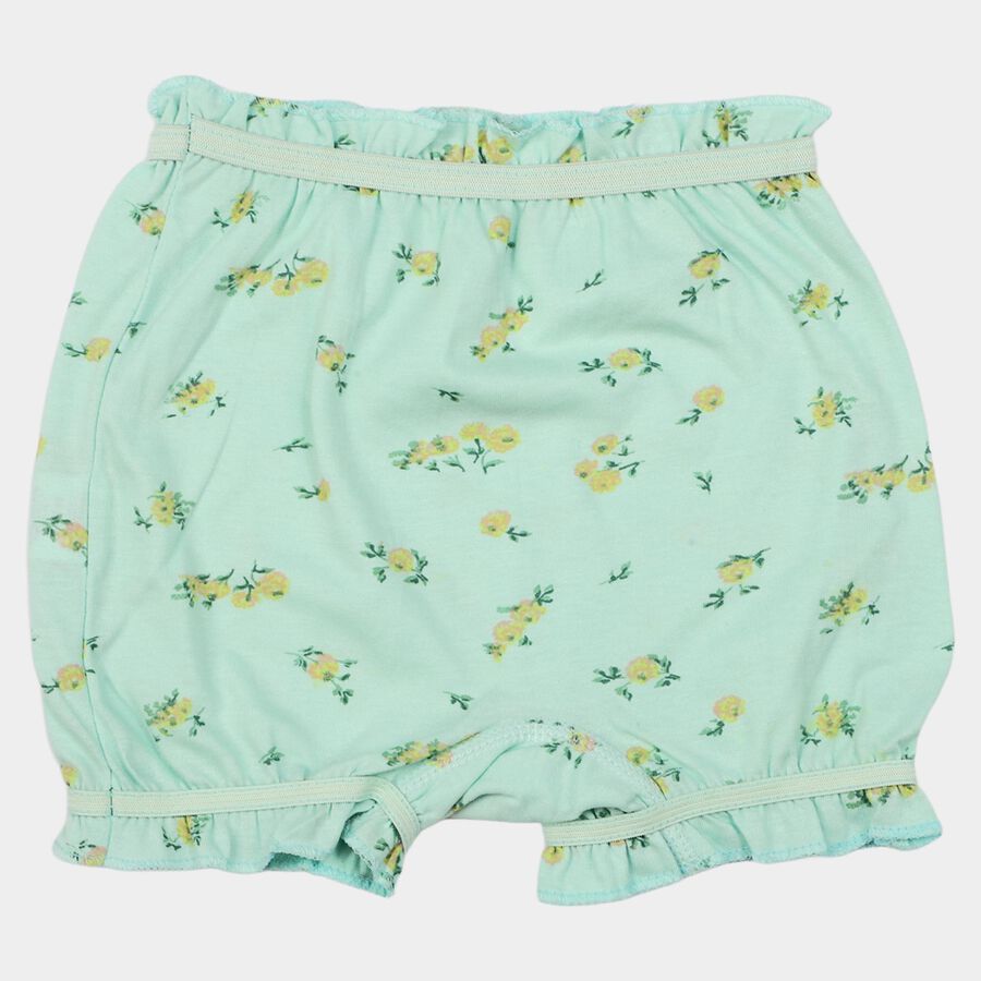 Girls' Mint Green Regular Fit Floral Ruffled Bloomer, Light Green, large