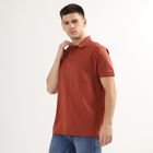 Men's Rust Polo Collar Casual T-Shirt, Rust, small