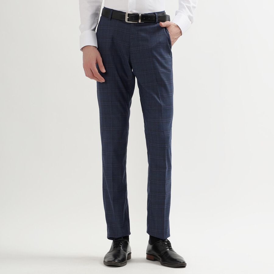 Men's Slim Fit Formal Trousers, Navy Blue, large image number null