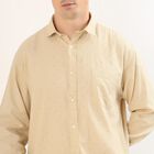 Men's Muted Beige Cotton Spread Collar Casual Shirt, Beige, small image number null