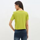 Women's Bright Lime Green Round Neck Casual T-Shirt, निऑन ग्रीन, small image number null