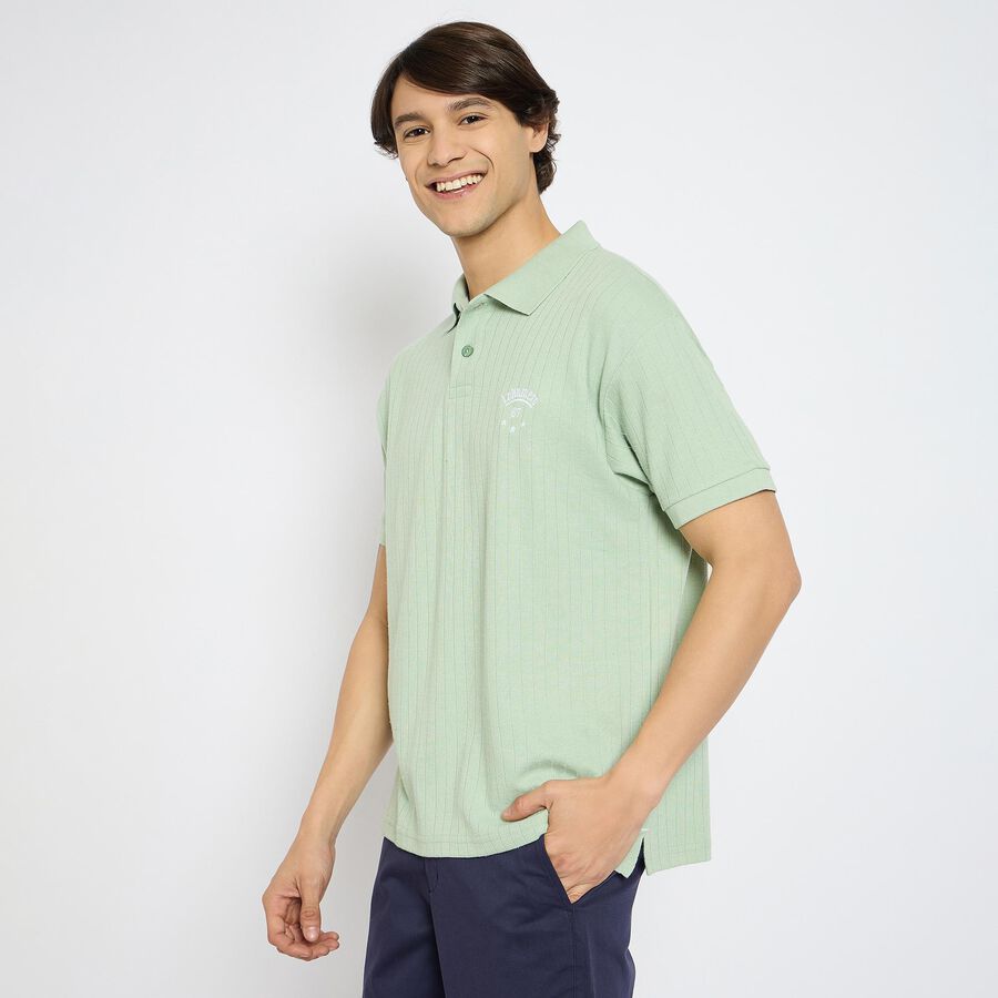 Men's Collared Half Sleeves T-Shirt , Light Green, large