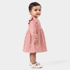 Infants' Pink Heart Printed Fit and Flare Frock, Light Pink, small