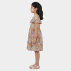 Girls' Off White Cotton Blend Casual Frock, ऑफ व्हाइट, small