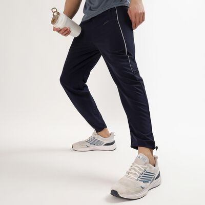 Men's Navy Blue Regular Fit Side-Piped Track Pants