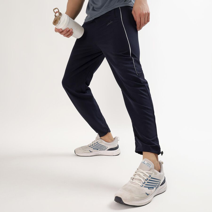 Men's Navy Blue Regular Fit Side-Piped Track Pants, नेवी ब्लू, large image number null