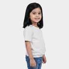 Girls White Cotton Round Neck Regular T-Shirt, सफ़ेद, small