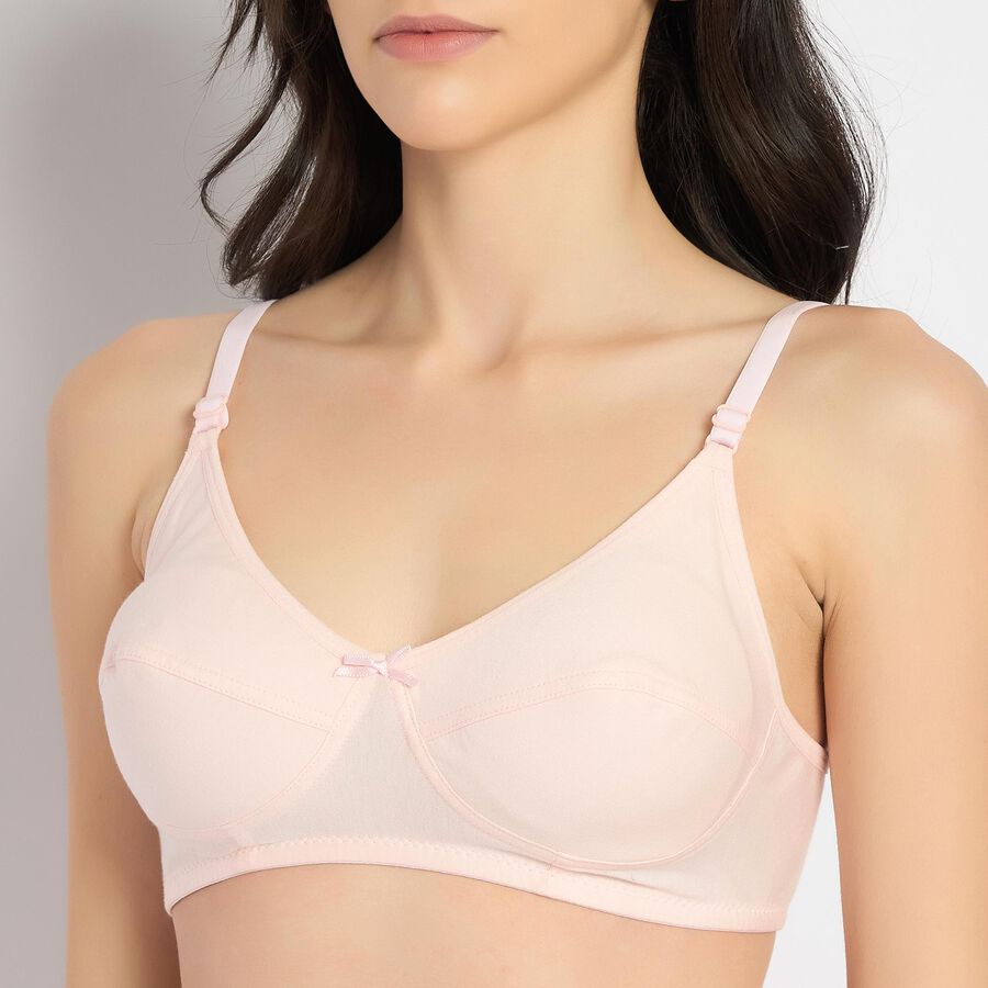 Ladies' 100% Cotton Bra , Light Pink, large