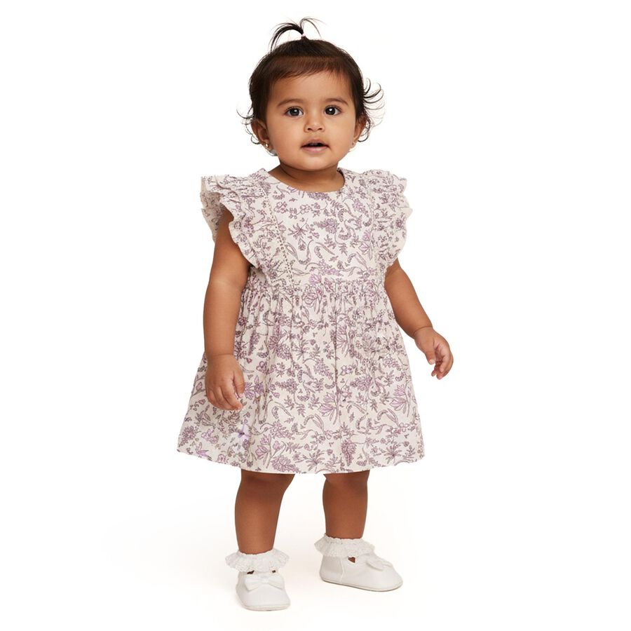 Infants' 100% Cotton Frock, गहरा पीला, large image number null
