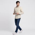 Men's Beige Cotton Striped Shirt, Beige, small