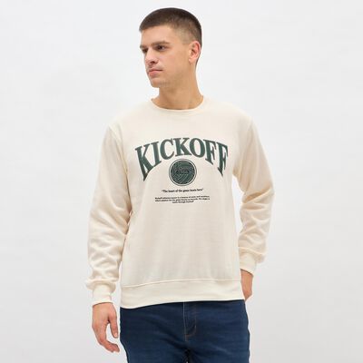 Men's Off-White Crew Neck Casual Sweatshirt