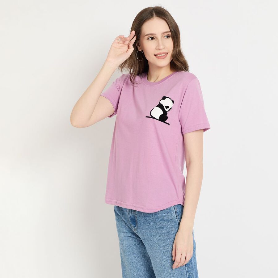 Ladies' Round Neck T-Shirt, बैंगनी, large image number null