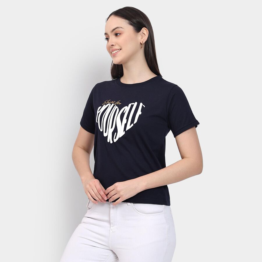 Ladies' Round Neck T-Shirt , नेवी ब्लू, large image number null