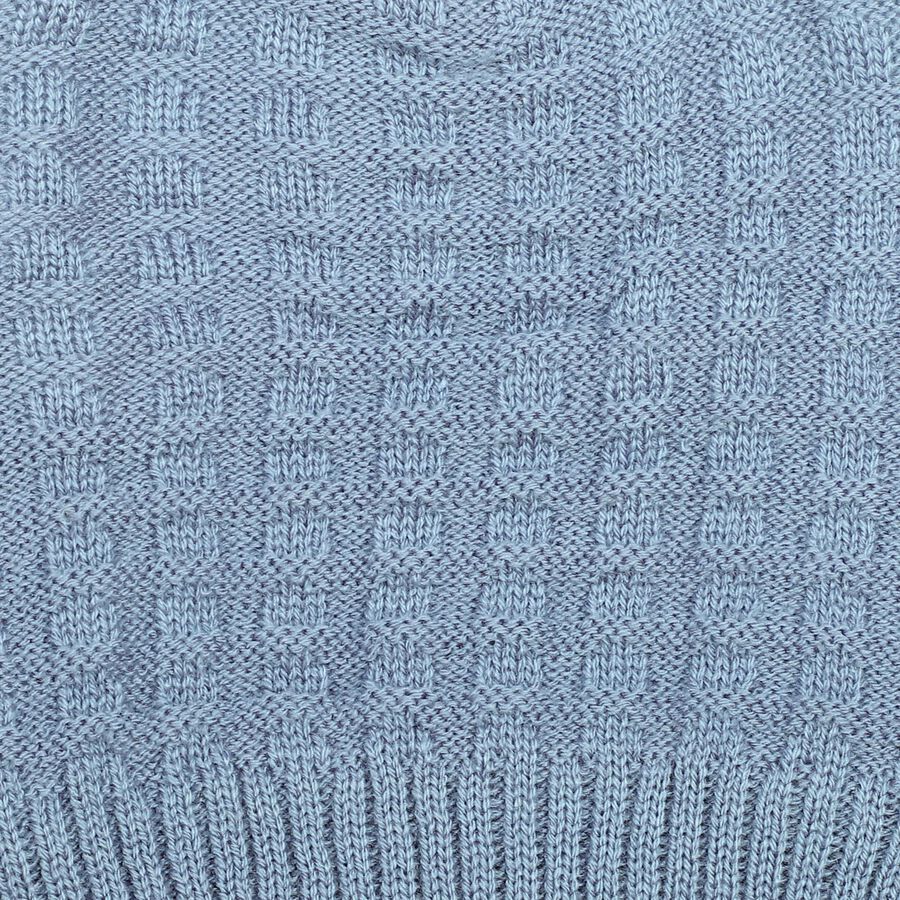 Boys' Light Blue Textured Knit Beanie Cap, Mid Blue, large