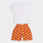 Girls' White Cotton Round Neck Cat Graphic Baba Suit, White, small image number null