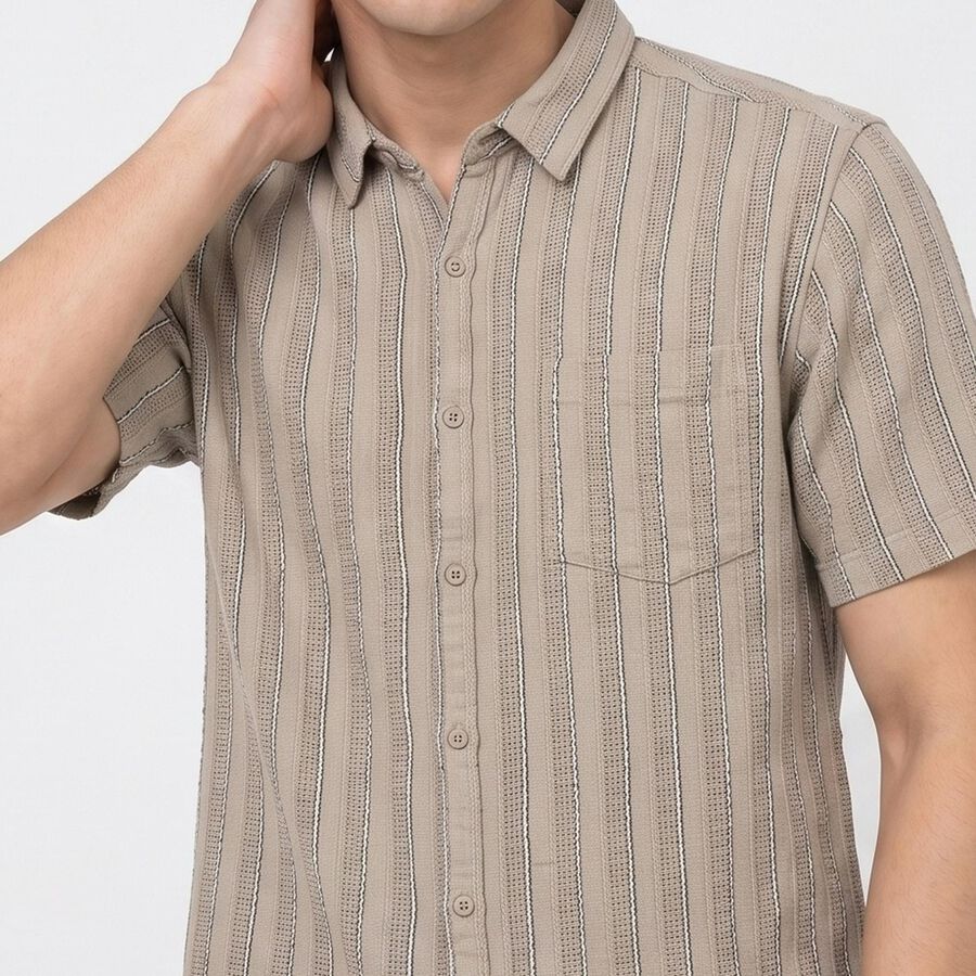 Men's Light Grey Cotton Regular Fit Casual Shirt, Light Grey, large