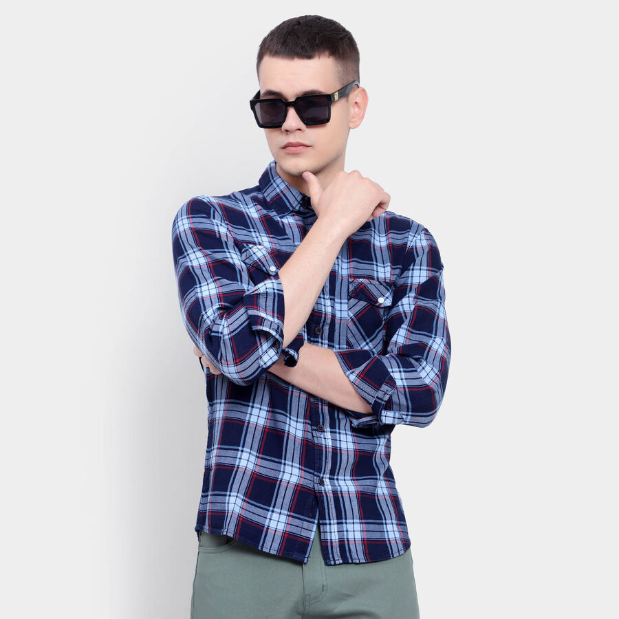 Cotton Checks Casual Shirt, Red, large image number null