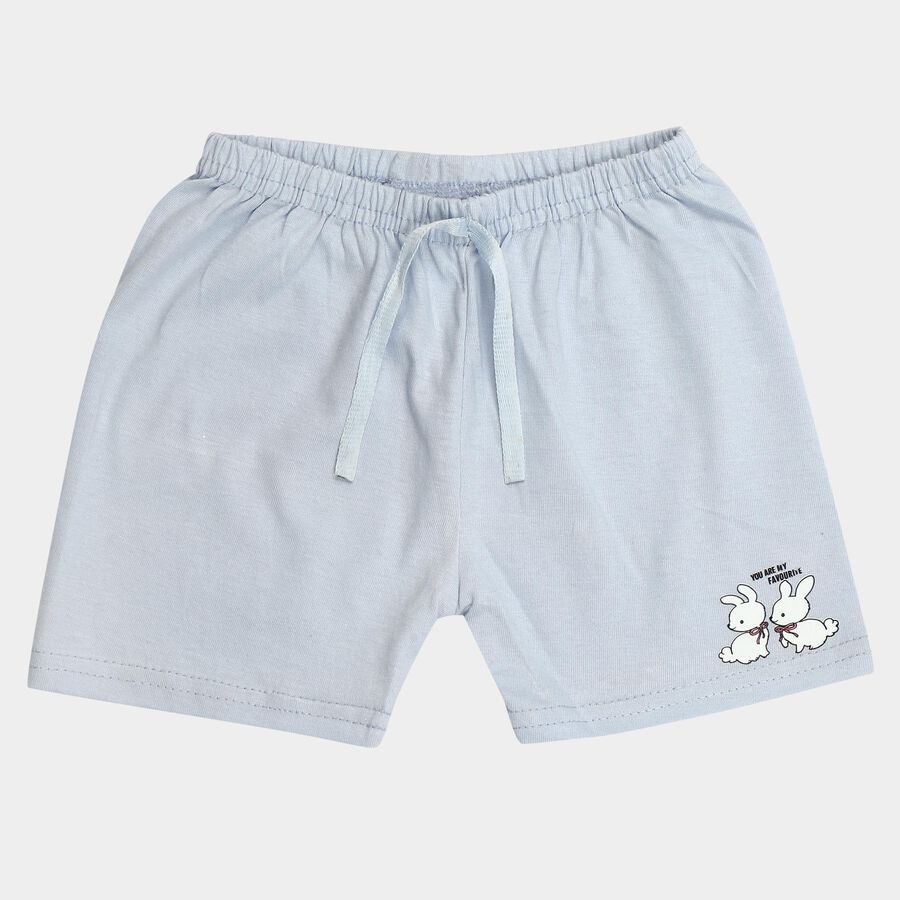Infants' Light Blue Regular Fit Printed Half Pant, Light Blue, large