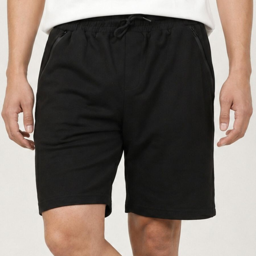 Men's Black Regular Fit Athletic Bermuda Shorts, Black, large