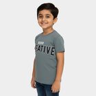 Boys Muted Olive Green Cotton Crew Neck Casual T-Shirt, Olive, small image number null