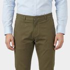Men's Olive Green Slim Fit Casual Trousers, Olive, small