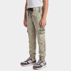 Boys Olive Green Cargo Fit Washed Jeans, Olive, small