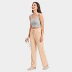 Women's Beige Straight Fit Solid Drawstring Pyjama, Beige, small