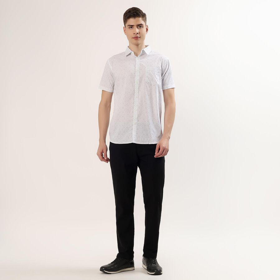Men's Off-White 100% Cotton Half Sleeve Spread Collar Casual Shirt, Off White, large