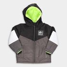 Boys Black and Grey Hooded Casual Jacket, काला, small image number null