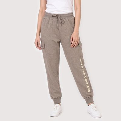 Women's Beige Cargo Jogger Fit Track Pants