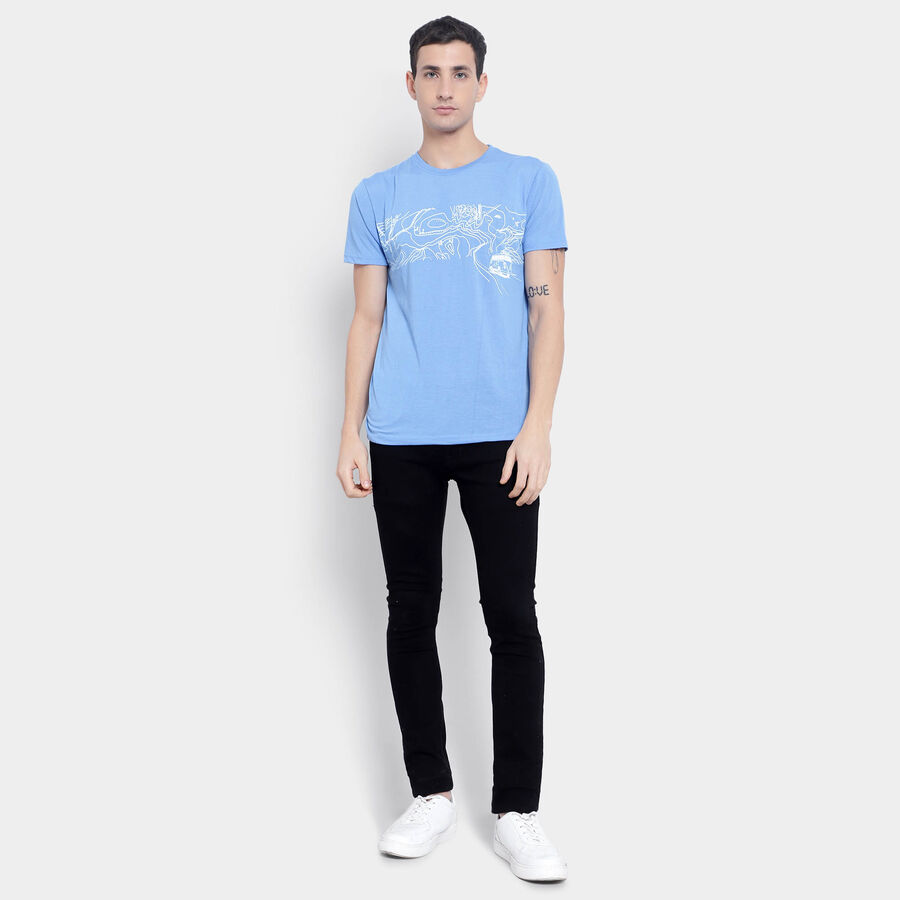 Round Neck T- Shirt, हल्का नीला, large image number null