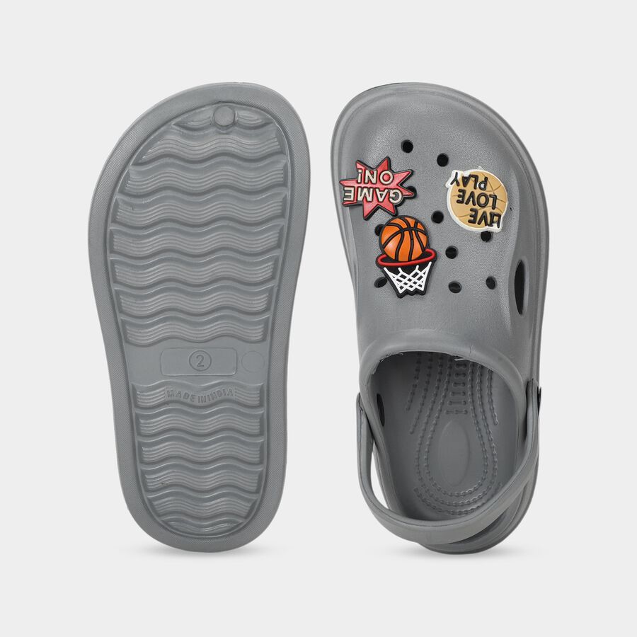 Boys Grey Slip-On Clogs Sandals, Grey, large