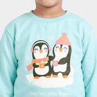 Girls' Aqua Round Neck Pullover Sweatshirt, Aqua, small