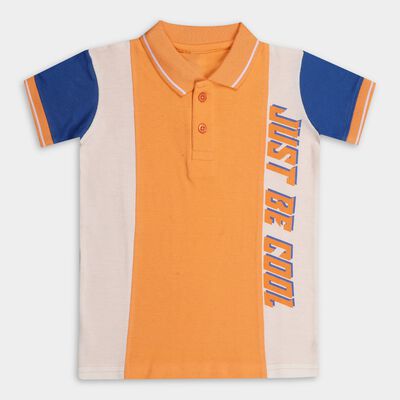 Boys' 100% Cotton Collar Half Sleeves T-Shirt