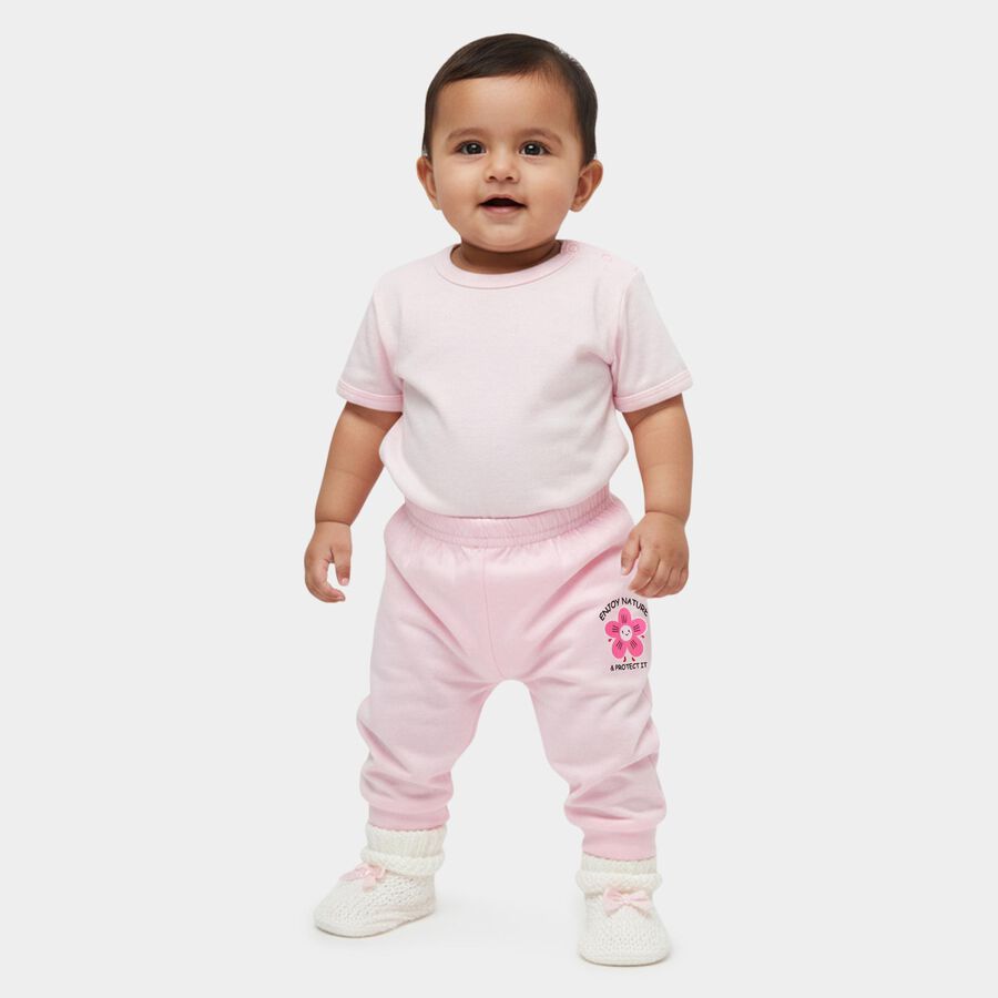 Infants Powder Blue Regular-Fit Cloud Printed Cotton Pyjama, Pink, large