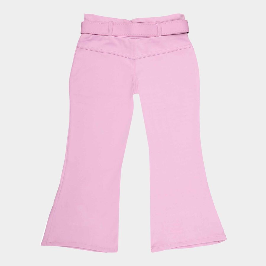 Girls Solid Pull Ups Trousers, Pink, large image number null
