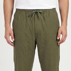 Men's Olive Green Slim Fit Drawstring Chino Trousers, Olive, small