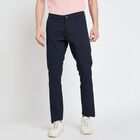 Men's Slim Fit Casual Trousers , Navy Blue, small image number null