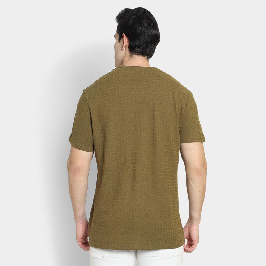 Men's Round Neck Half Sleeves T-Shirt, Brown, large image number null