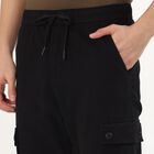 Men's Jet Black Slim Fit Cargo Trousers, काला, small image number null