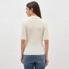 Women's White Textured Classic Shirt, White, small