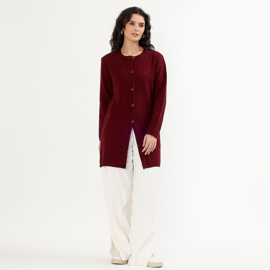 Ladies' Cardigan, वाइन, large image number null