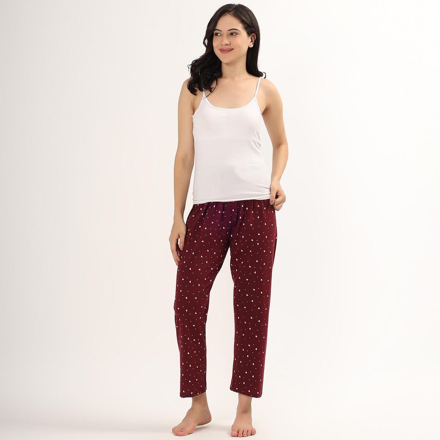 Women's Deep Maroon Printed Elastic Waist Pyjama, Wine, large image number null