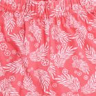 Girls' Coral Regular Fit Tropical Print Elastic Waist Shorts, Coral, small