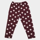 Girls' Wine Straight Fit Floral Printed Cotton Blend Pyjama, Wine, small