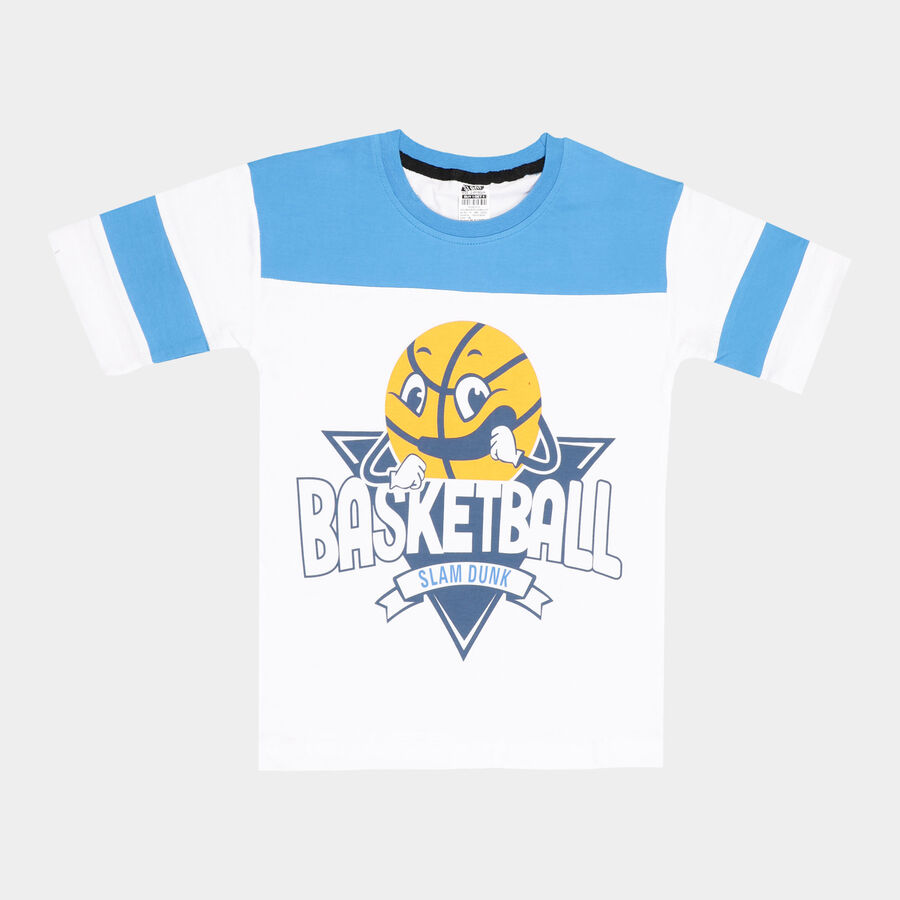 Boys Cut & Sew T-Shirt, हल्का नीला, large image number null