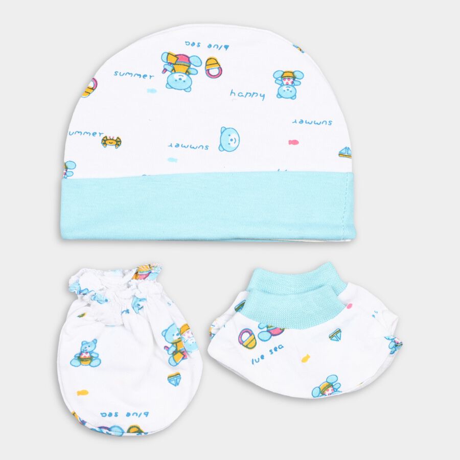Infants' Cotton Gift Set (Cap, Mittens, Booties), White, large